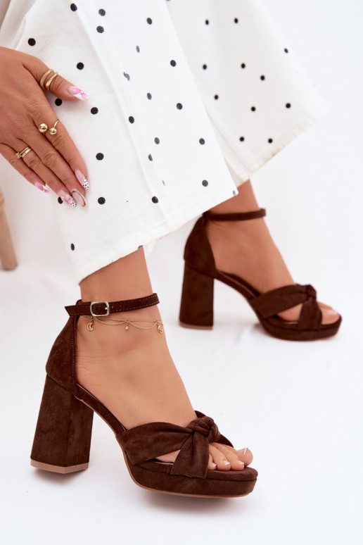 Sandali con tacco alto da donnaImitacji dalla pelle scamosciatau CzekoladoAe Rosetta