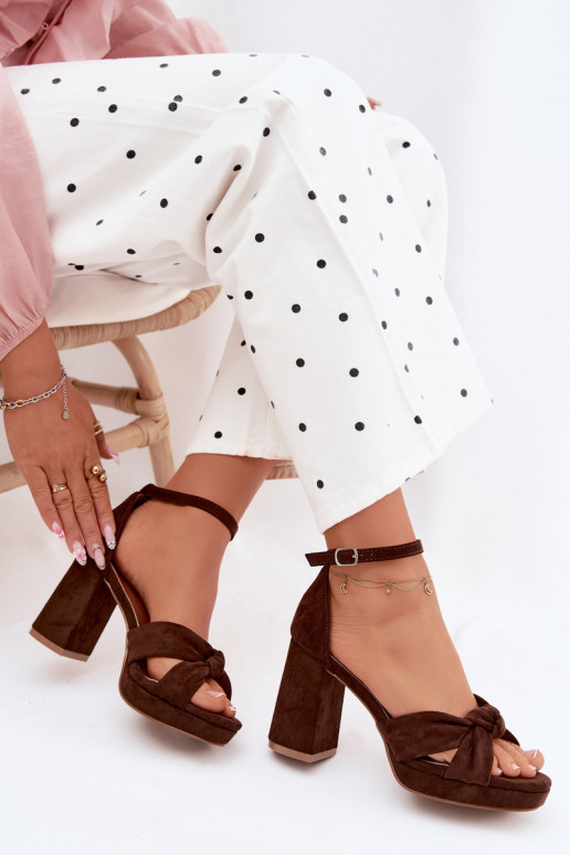 Sandali con tacco alto da donnaImitacji dalla pelle scamosciatau CzekoladoAe Rosetta