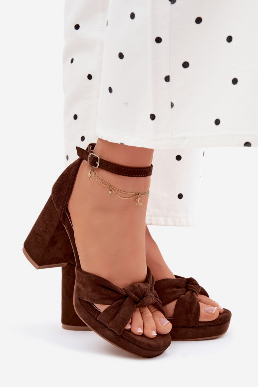 Sandali con tacco alto da donnaImitacji dalla pelle scamosciatau CzekoladoAe Rosetta