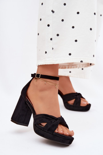 Sandali con tacco alto da donnaImitacji dalla pelle scamosciatau colore nero Rosetta 2