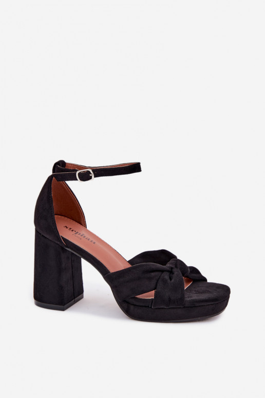 Sandali neri con tacco alto in suede sintetico Rosetta