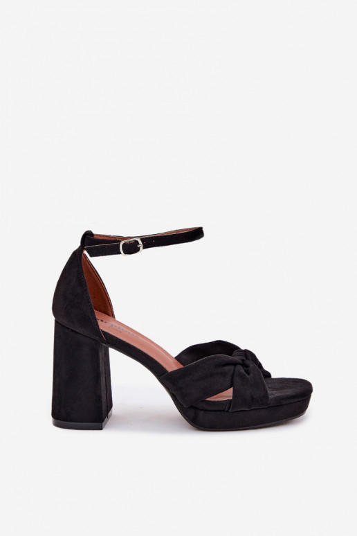 Sandali neri con tacco alto in suede sintetico Rosetta