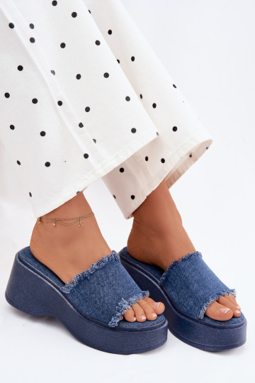 Pantofole da donna con una piattaforma Deveteriale denim Virelia
