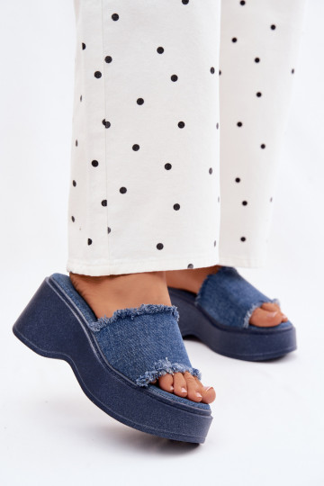Pantofole da donna con una piattaforma Deveteriale denim Virelia 2