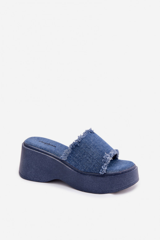 Pantofole da donna con una piattaforma Deveteriale denim Virelia