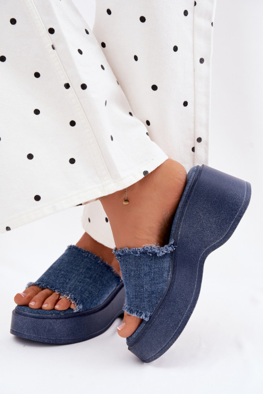 Pantofole da donna con una piattaforma Deveteriale denim Virelia