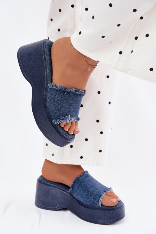 Pantofole da donna con una piattaforma Deveteriale denim Virelia