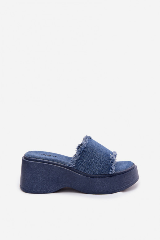 Pantofole da donna con una piattaforma Deveteriale denim Virelia