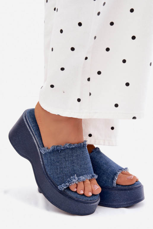 Pantofole da donna con una piattaforma Deveteriale denim Virelia