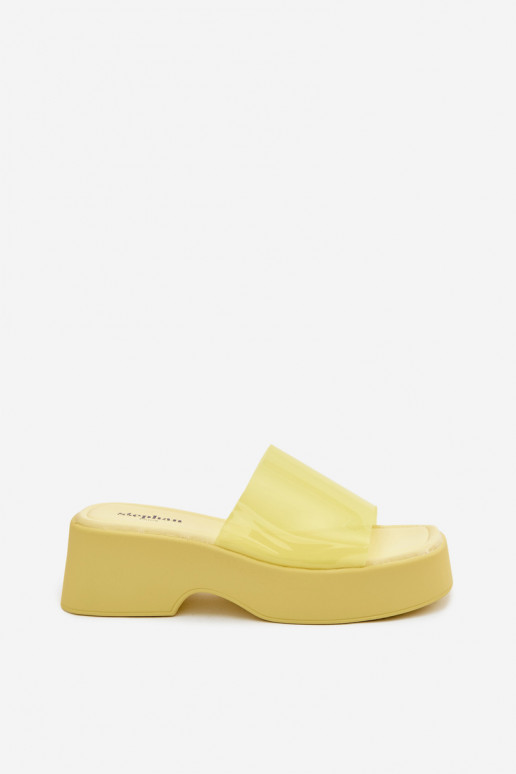 Pantofole da donna con una piattaformaTransparentnym Strisceem colore giallo Selestia