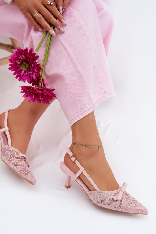 Sandali rosa con lacci e fiocchi sul tallone Tai turiribelle