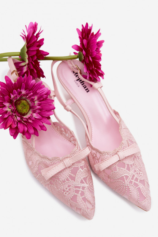 Sandali con lacci Femminile Abilitato obcasie con nastri colore rosa Deveribelle