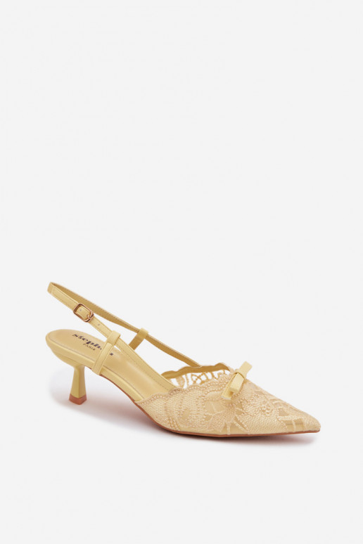 Sandali con lacci Femminile Abilitato obcasie con nastri colore giallo Deveribelle