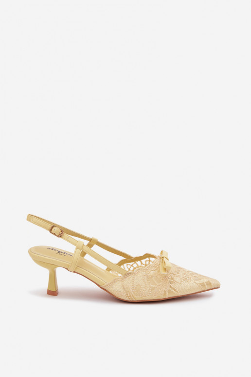 Sandali con lacci Femminile Abilitato obcasie con nastri colore giallo Deveribelle