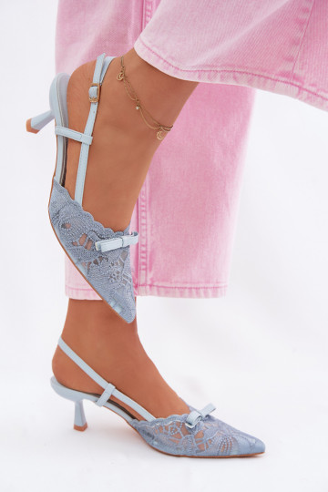 Sandali con lacci Femminile Abilitato obcasie con nastri colore blu Deveribelle