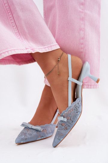 Sandali con lacci Femminile Abilitato obcasie con nastri colore blu Deveribelle 2