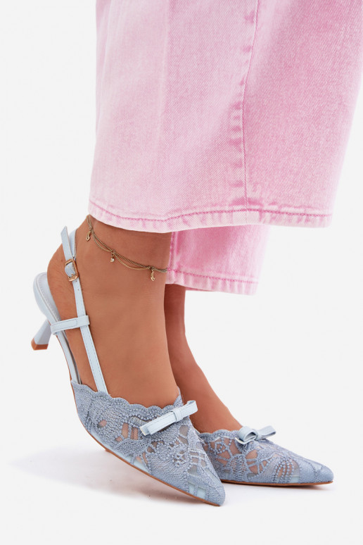 Sandali con lacci Femminile Abilitato obcasie con nastri colore blu Deveribelle