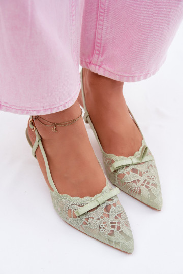 Sandali con lacci Femminile Abilitato obcasie con nastri colore verde Deveribelle