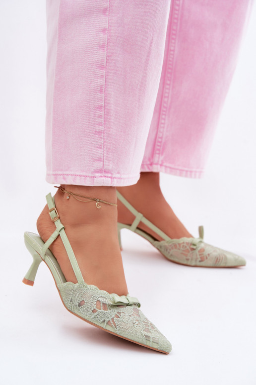 Sandali con lacci Femminile Abilitato obcasie con nastri colore verde Deveribelle