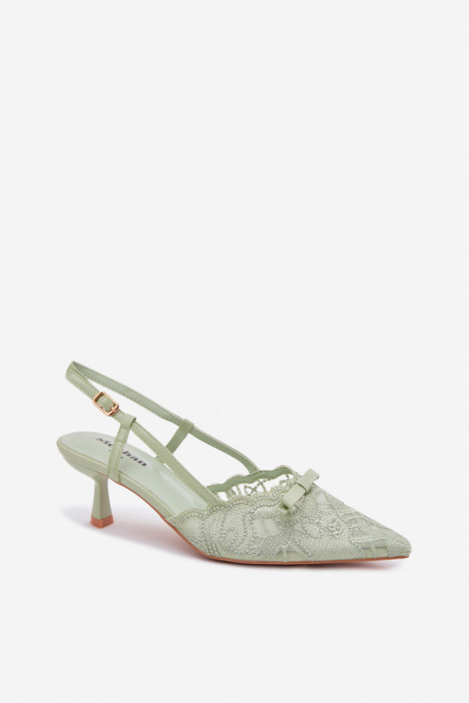 Sandali con lacci Femminile Abilitato obcasie con nastri colore verde Deveribelle