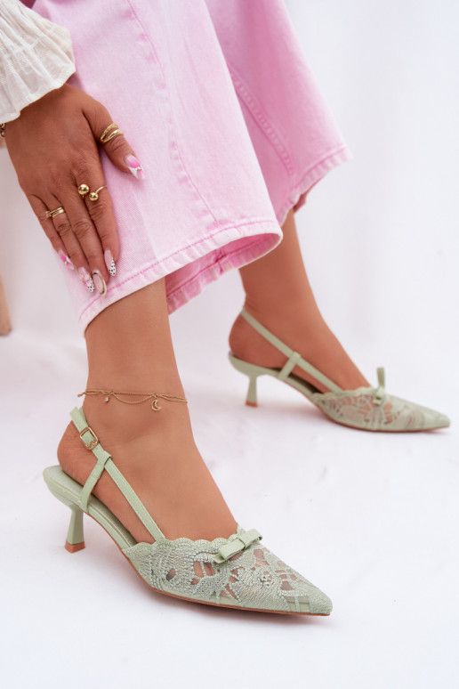 Sandali con lacci Femminile Abilitato obcasie con nastri colore verde Deveribelle