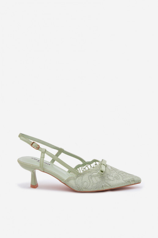 Sandali con lacci Femminile Abilitato obcasie con nastri colore verde Deveribelle