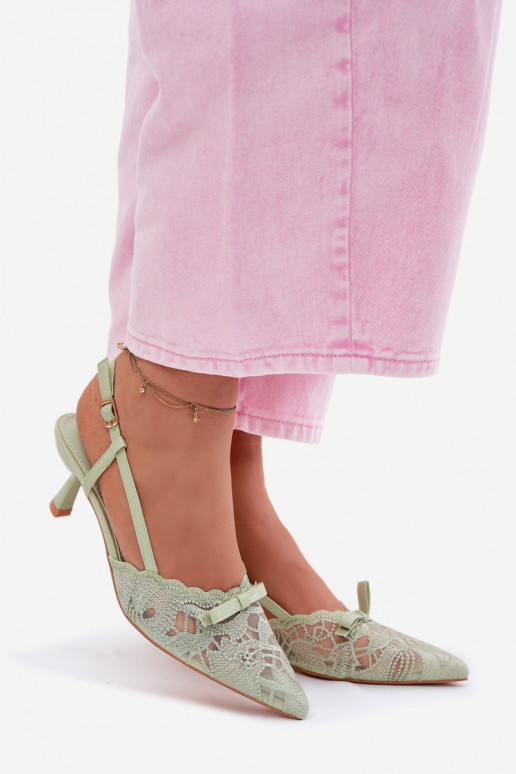 Sandali con lacci Femminile Abilitato obcasie con nastri colore verde Deveribelle