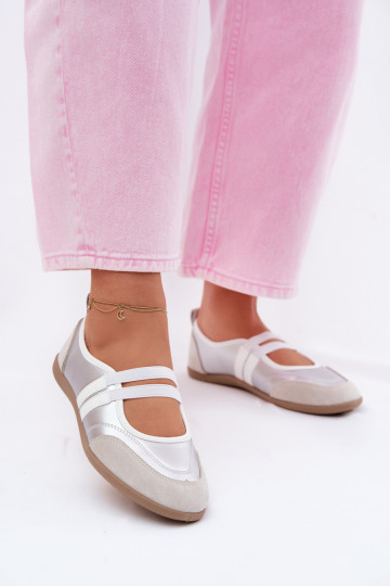 Ballerine Stile sportivoElastycznymi Paskami color argento Donatella 2