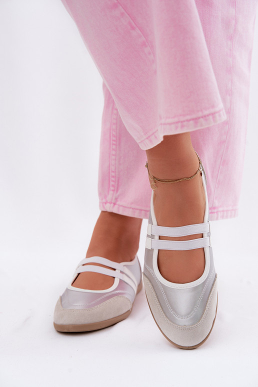 Ballerine sportive argentate con cinturini elastici Donatella