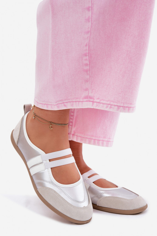 Ballerine Stile sportivoElastycznymi Paskami color argento Donatella