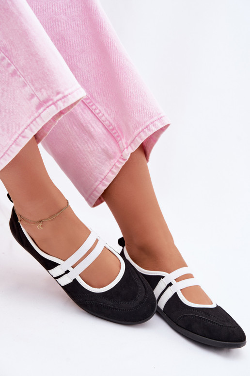 Ballerine Stile sportivoElastycznymi Paskami colore nero Donatella