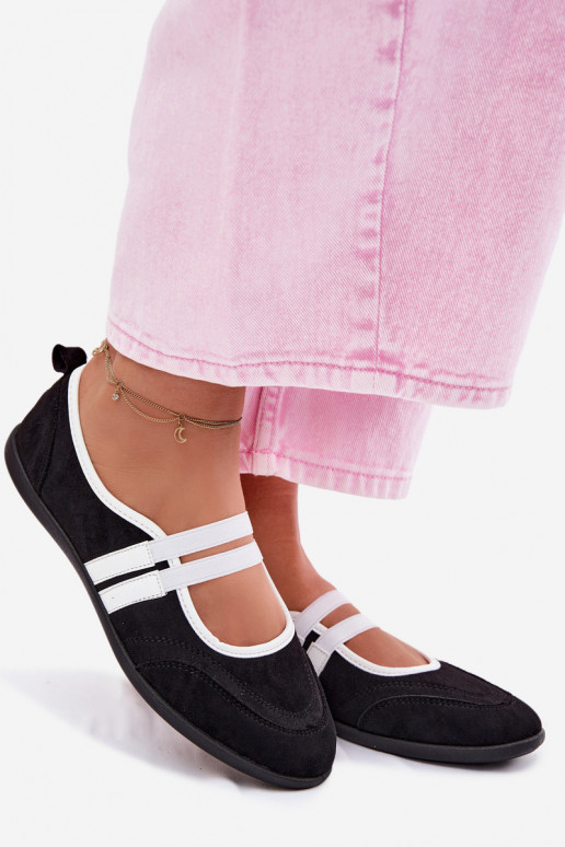 Ballerine Stile sportivoElastycznymi Paskami colore nero Donatella