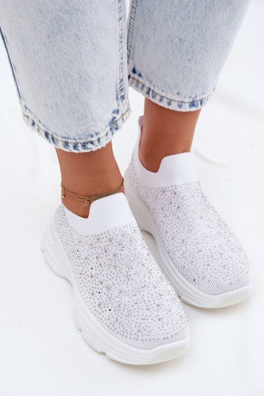 Scarpe sportive bianche da donna slip-on con decorazione Melorae