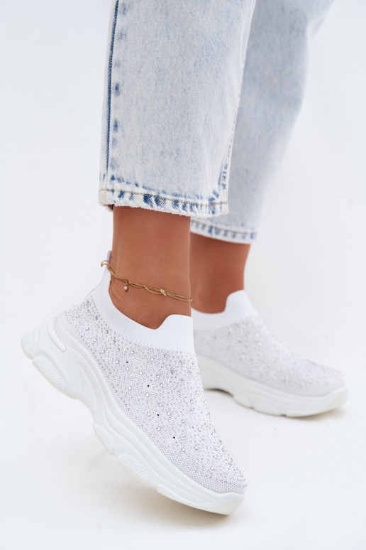 Scarpe sportive bianche da donna slip-on con decorazione Melorae