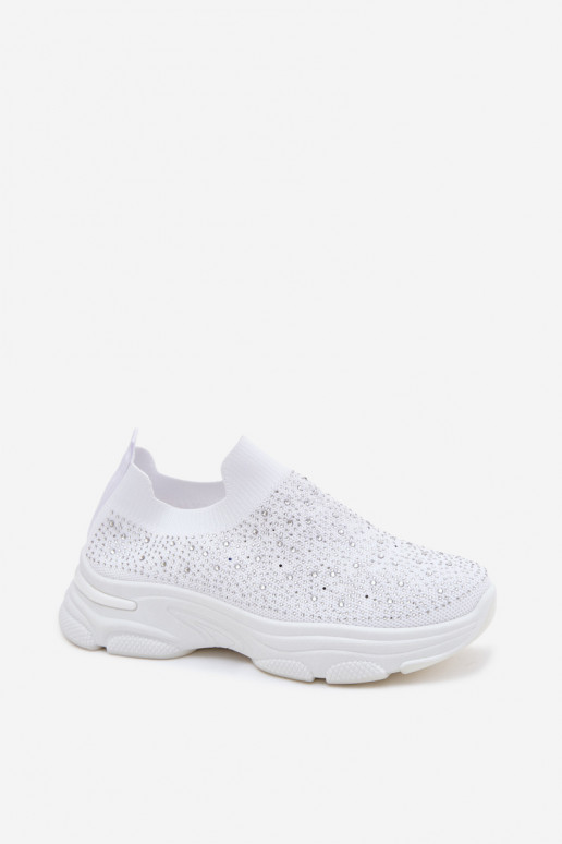 Scarpe sportive bianche da donna slip-on con decorazione Melorae