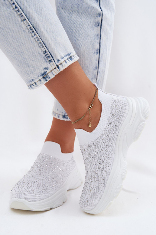 Scarpe sportive bianche da donna slip-on con decorazione Melorae