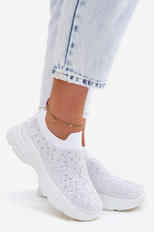 Scarpe sportive bianche da donna slip-on con decorazione Melorae