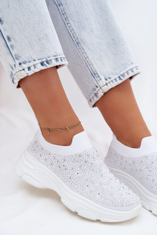 Scarpe sportive bianche da donna slip-on con decorazione Melorae