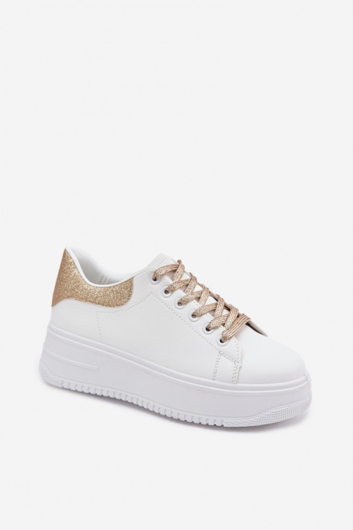 Scarpe modello sneakers Femminile con una piattaformaImitacji Skóry Bianco-colore dorato con lucentezza Calinae