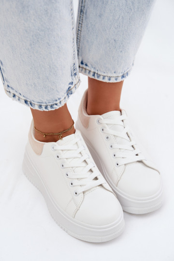Scarpe modello sneakers Femminile con una piattaformaImitacji Skóry Bianco-beige Calinae