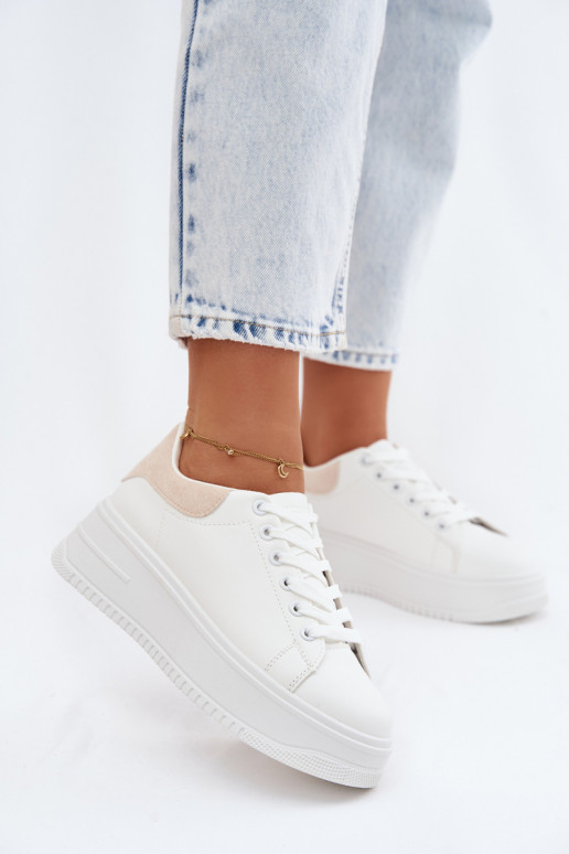 Scarpe modello sneakers Femminile con una piattaformaImitacji Skóry Bianco-beige Calinae