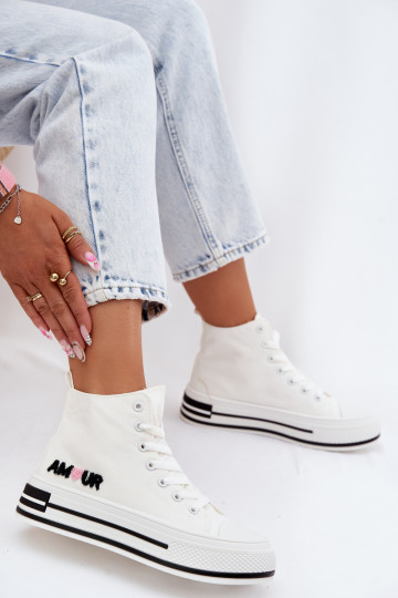Scarpe alte bianche casual con piattaforma Liline