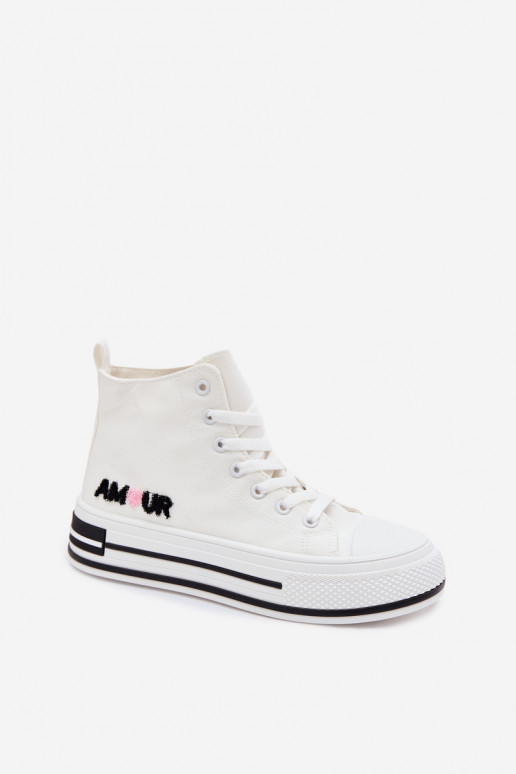 Scarpe alte bianche casual con piattaforma Liline