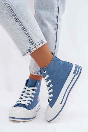 Scarpe alte blu casual con piattaforma Liline