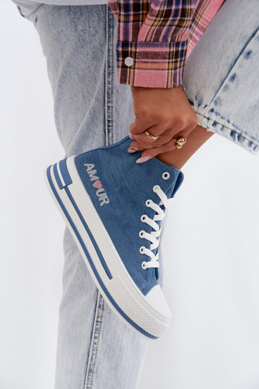 Scarpe alte blu casual con piattaforma Liline