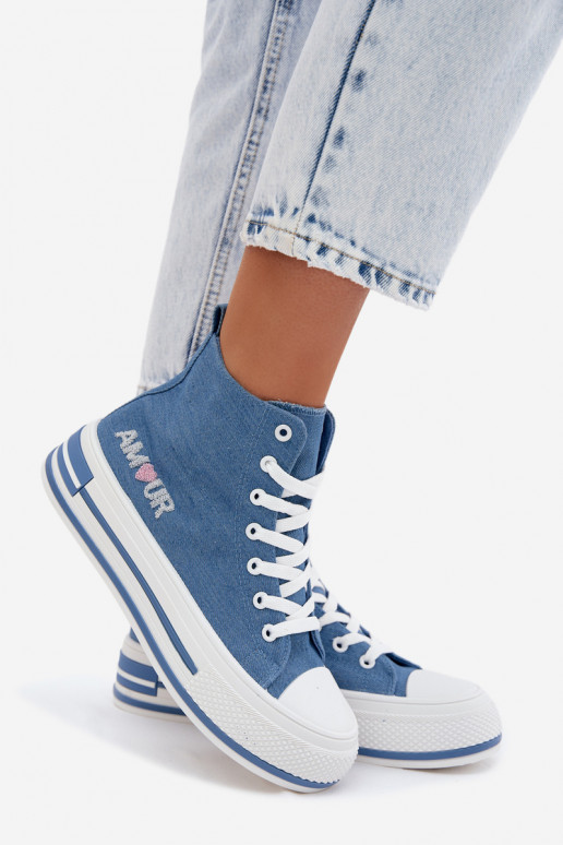 Scarpe alte blu casual con piattaforma Liline