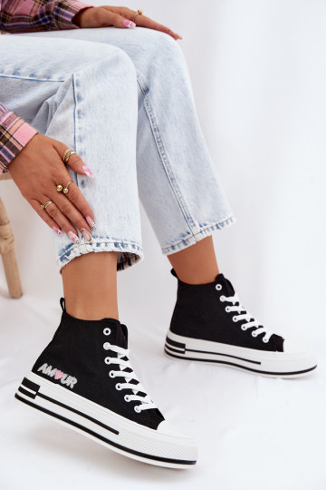 Scarpe alte nere casual con piattaforma Liline