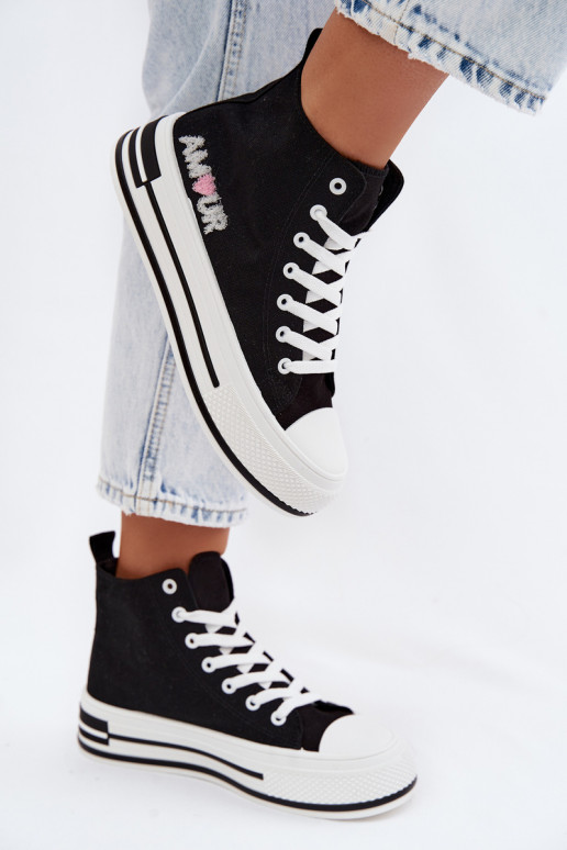 Scarpe alte nere casual con piattaforma Liline