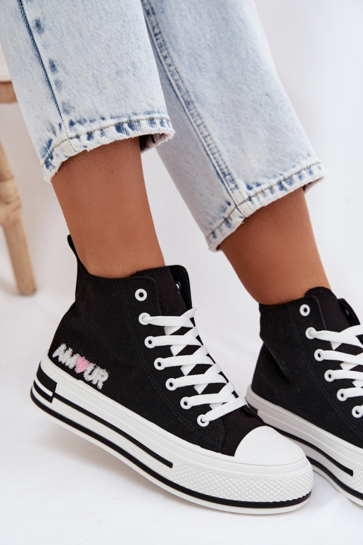 Scarpe alte nere casual con piattaforma Liline