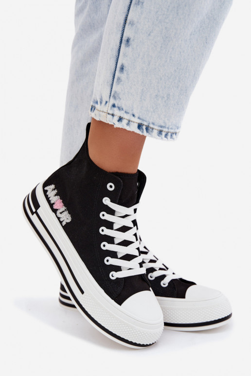 Scarpe alte nere casual con piattaforma Liline